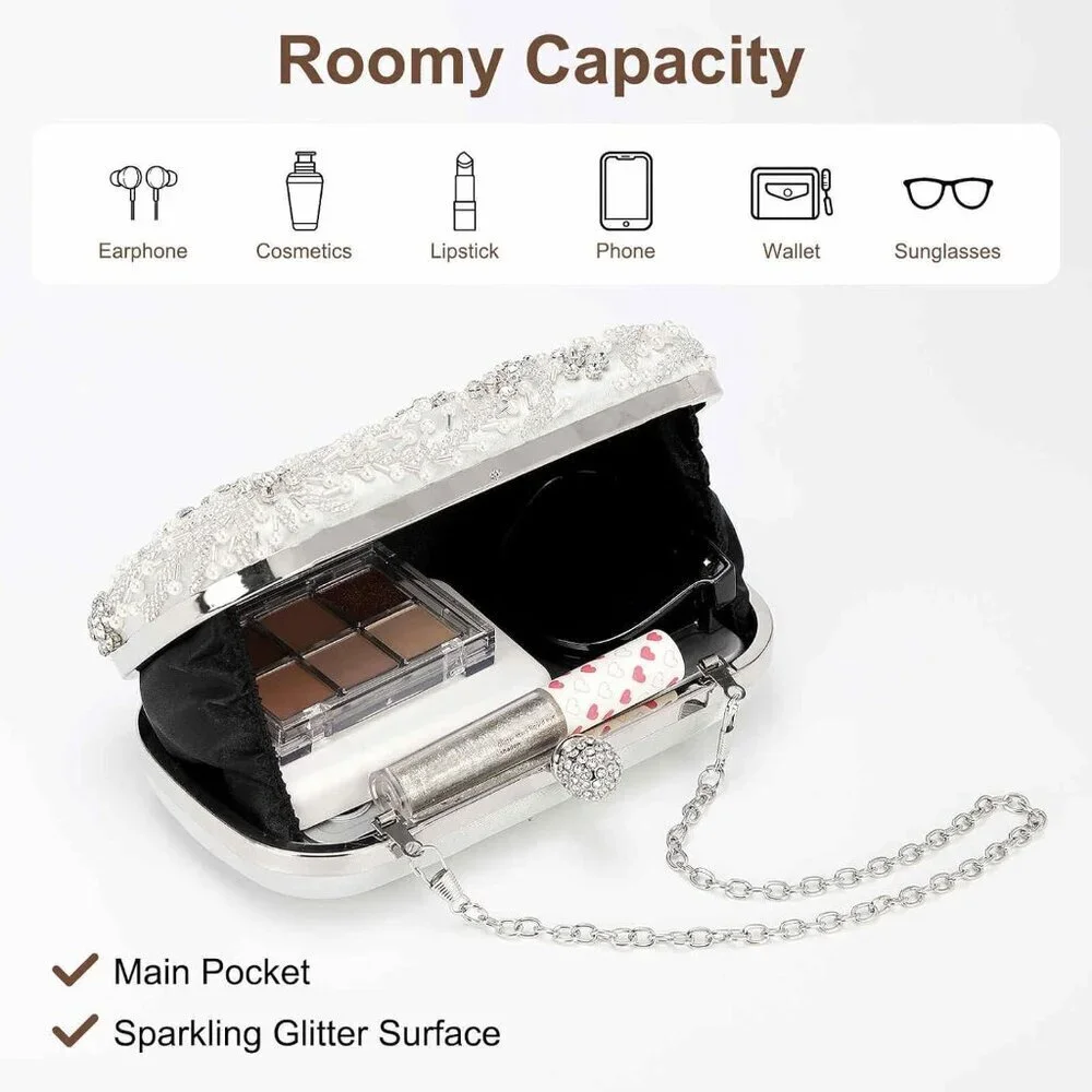 Evening Clutch Bag Rhinestone Polyester Silver Versatile Formal Party